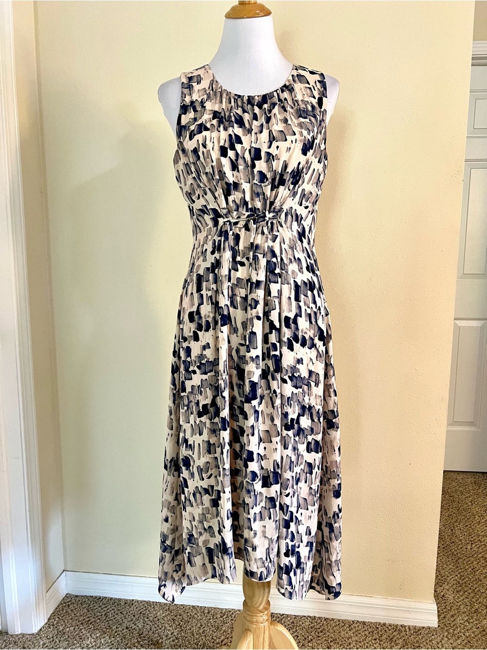 NIC+ZOE Abstract Brushstroke Sleeveless Flowy  Midi Dress M boho retro cottage